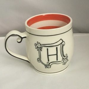 Anthropologie white monogram H coffee tea cup